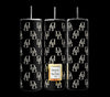 A stylish Dooney and Bourke - Black 20oz Tumbler by Kreative Kreationz is shown, featuring a black design with repeating white 