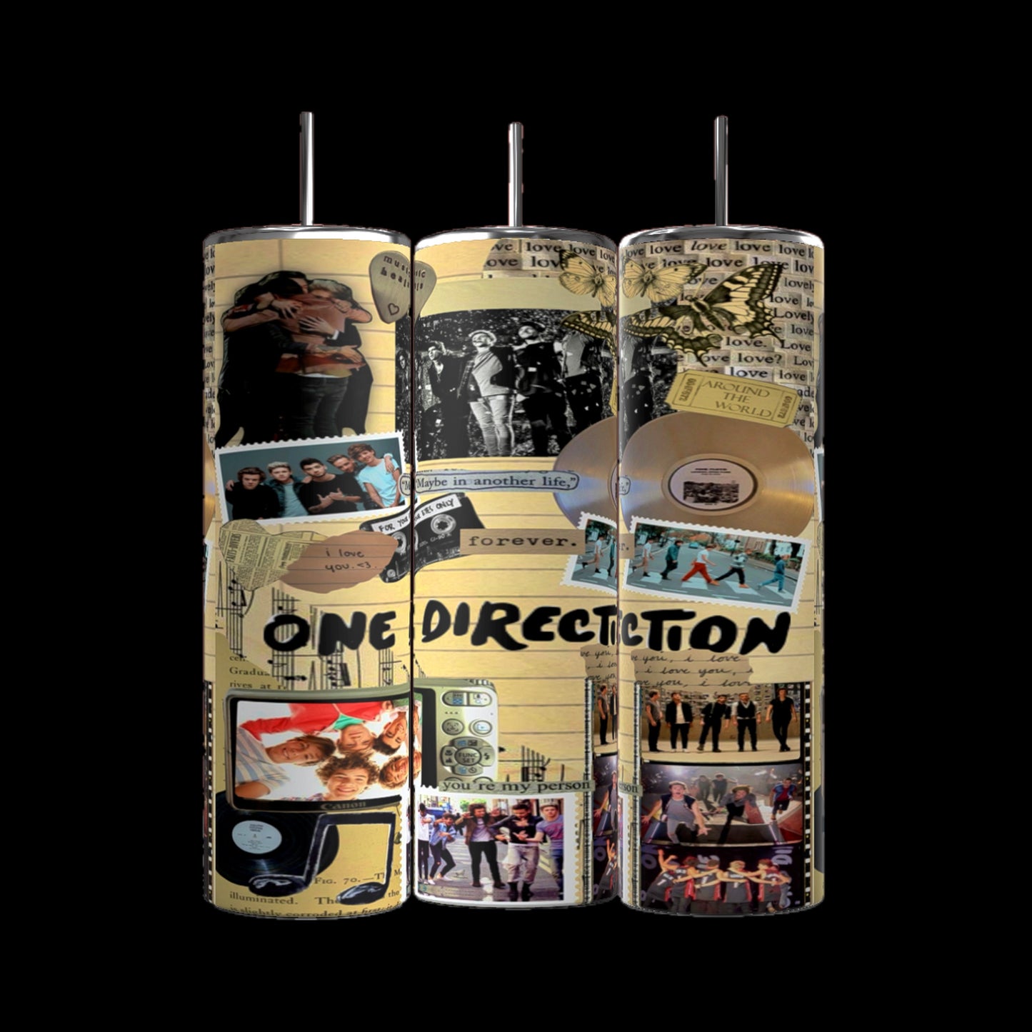 One Direction Aesthetic Collage 20oz Stainless Steel Tumbler