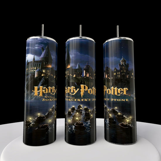 The Kreative Kreationz Harry Potter 20oz Tumblers showcase a magical castle at night with 