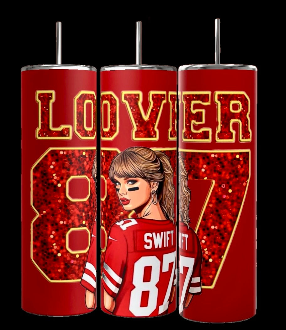 87 Chiefs - Taylor Swift - Travis Kelce 20oz Skinny Tumbler -Sleek, Customizable, and Perfect for On-the-Go