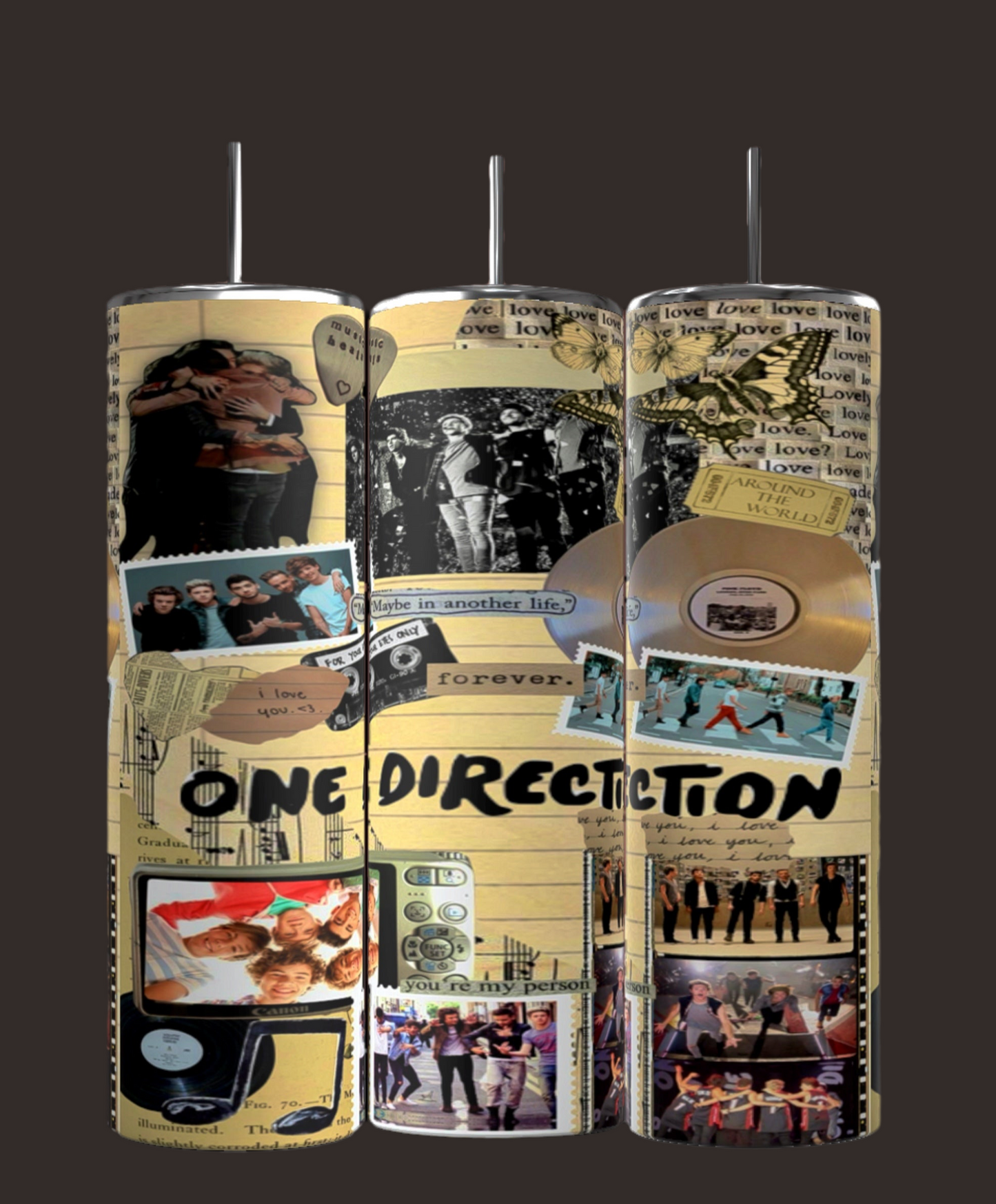 One Direction Aesthetic Collage 20oz Stainless Steel Tumbler