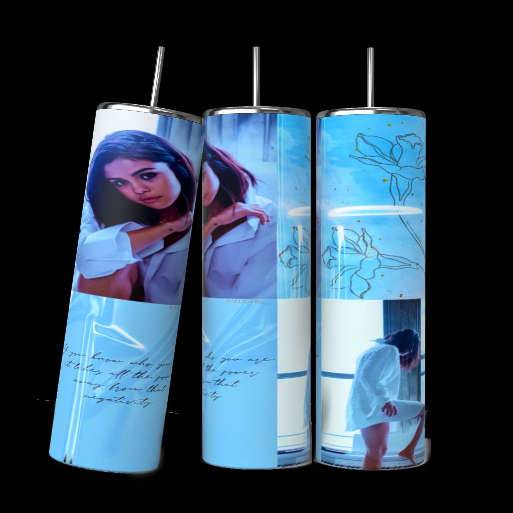 Selena Gomez Blue Collage 20oz Stainless Steel Tumbler