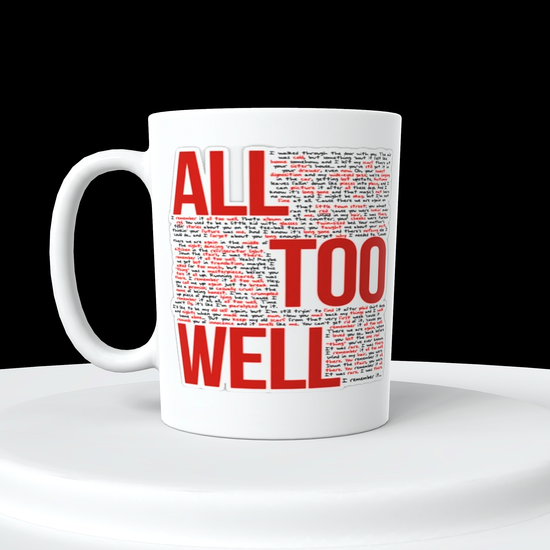 Taza de cerámica de Taylor Swift con la letra de ALL TOO WELL de la era RED