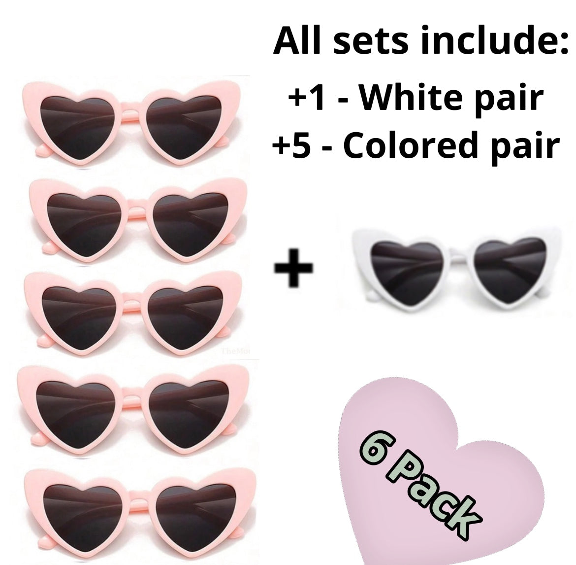 6-Pack Heart Sunglasses