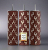 Three tall, cylindrical D&B 20oz tumblers in burgundy from Kreative Kreationz feature a repeating 