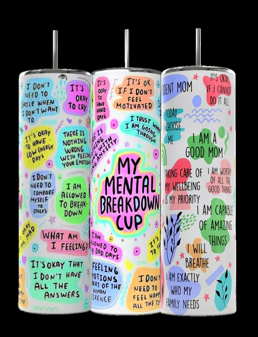 Mental Health Affirmations 20oz Skinny Tumbler