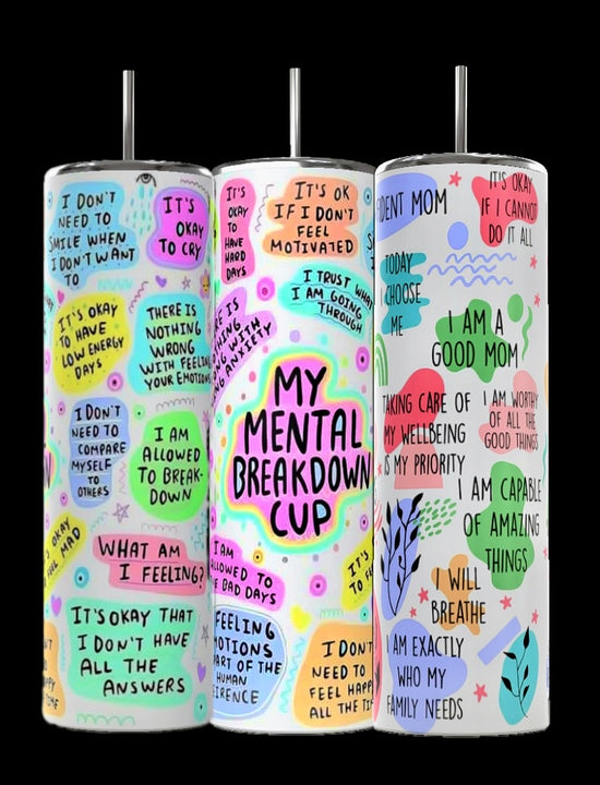 Mental Health Affirmations 20oz Skinny Tumbler