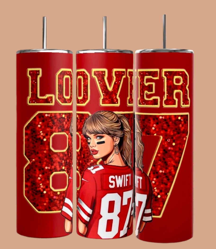 87 Chiefs - Taylor Swift - Travis Kelce 20oz Skinny Tumbler -Sleek, Customizable, and Perfect for On-the-Go