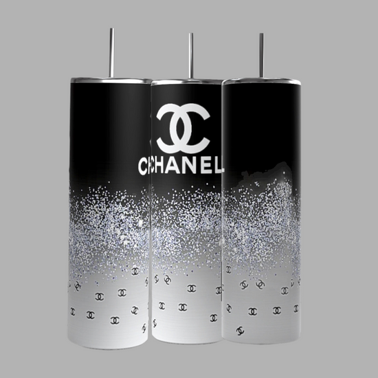 Chanel | Black and Glitter 20oz Skinny Tumbler