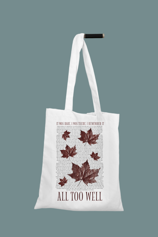 All Too Well Tote Bag with lyrics