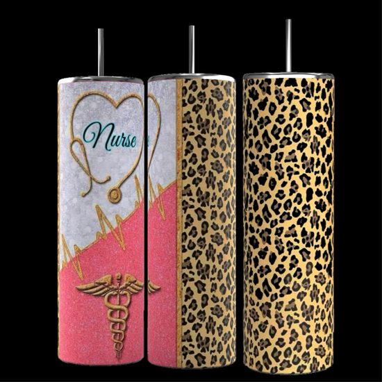 Nurse Leopard Print 20oz Skinny Tumbler