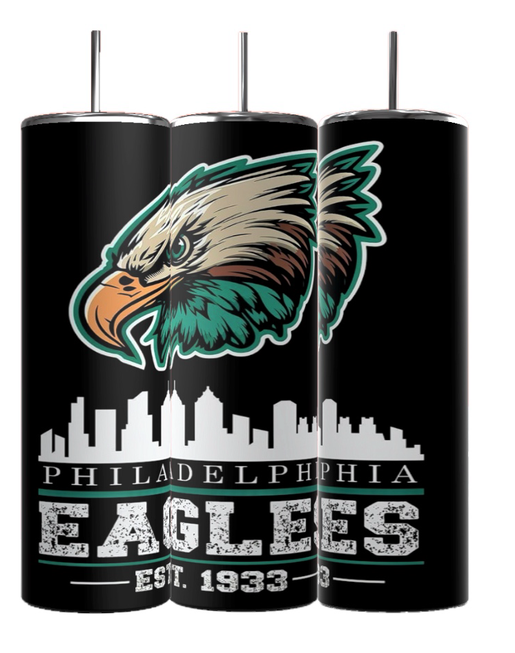 EAGLES - Football- 20oz Skinny Tumbler