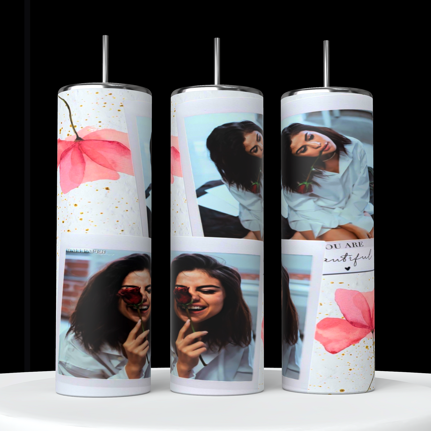 Selena Gomez Coral Collage 20oz Stainless Steel Tumbler