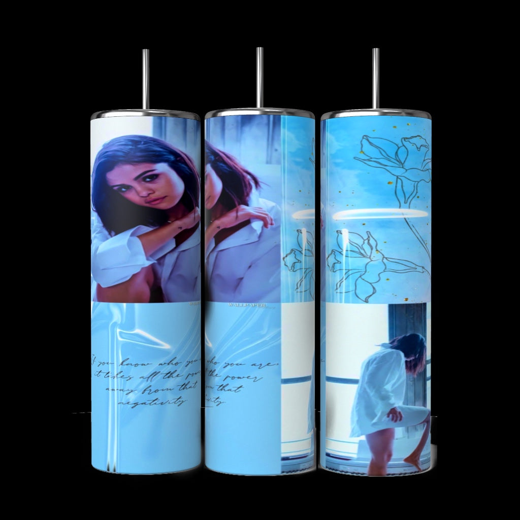 Selena Gomez Blue Collage 20oz Stainless Steel Tumbler