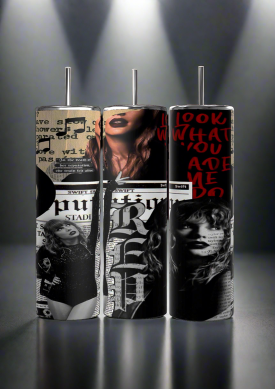 Three Tea Bridgerton 20oz Stainless Steel Tumblers by Kreative Kreationz are shown. The left two display silhouettes of women, flowers, and the text 