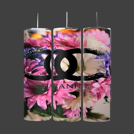 Three insulated, handmade Kreative Kreationz Michael Kors Design Inspired White and Brown 20oz Tumblers each boast a 20 oz capacity and an abstract design. Each tumbler features a white background with light gray 