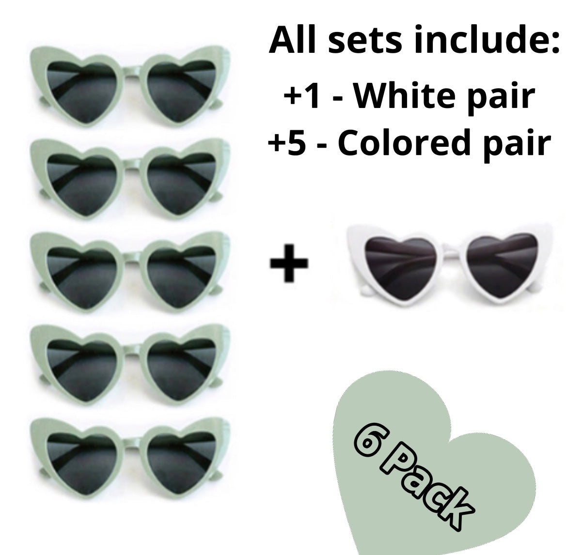 6-Pack Heart Sunglasses