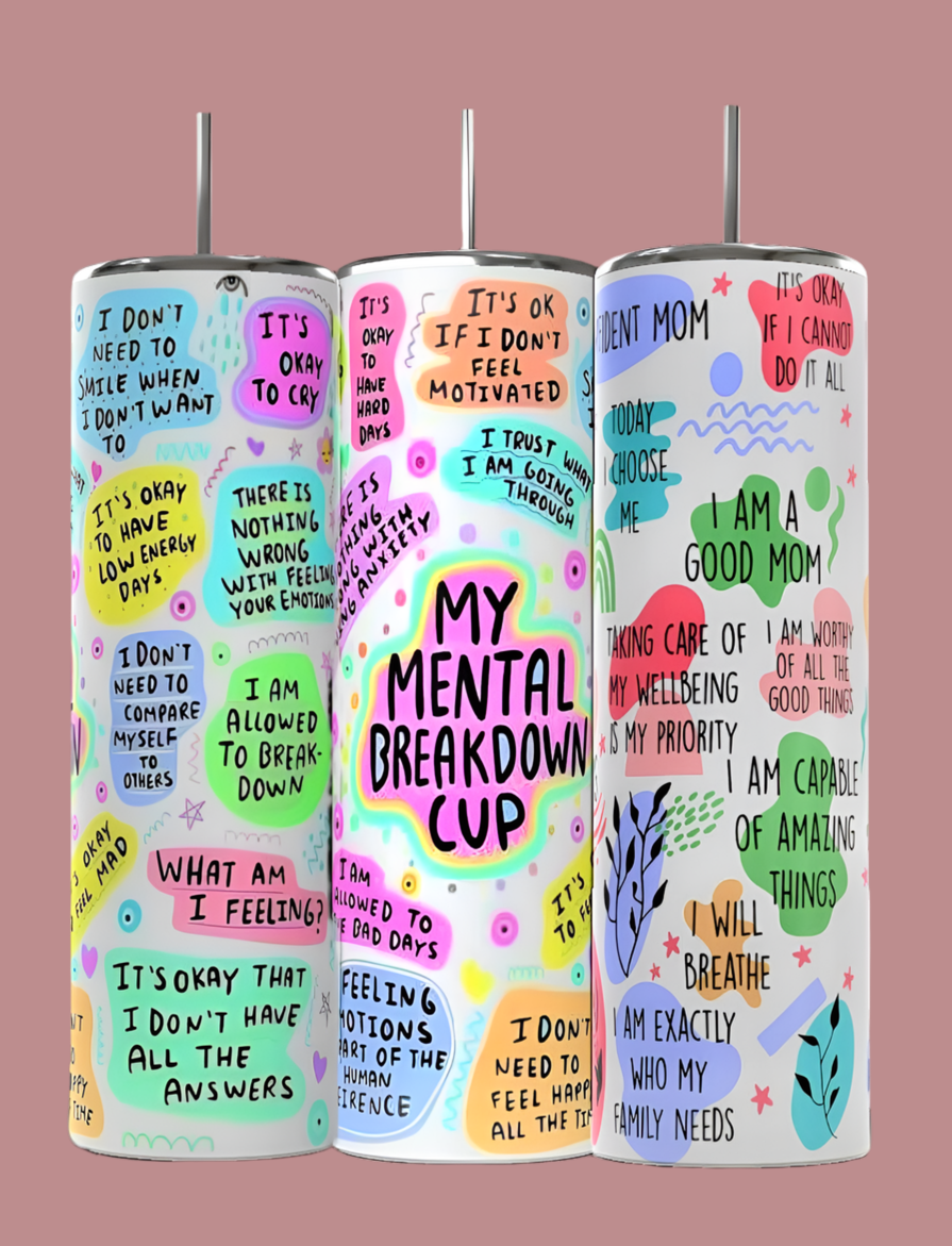 Mental Health Affirmations 20oz Skinny Tumbler