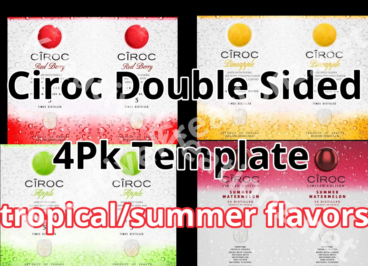 Ciroc Tropical Template 4 pack SVG, DTF transfer, PNG, tumbler wrap