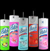 Get five cans of "Bitch Be Gone" spray in fun colors and scents like kiwi, vanilla, and strawberry. Each can features a humorous label, a spray nozzle, and a playful design that perfectly matches your Kreative Kreationz Bitch Be Gone 20oz Tumbler for laughs anywhere!.