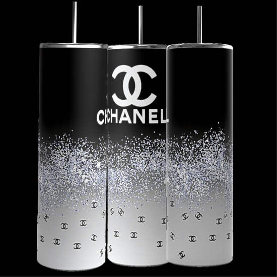 Three insulated, handmade Kreative Kreationz Michael Kors Design Inspired White and Brown 20oz Tumblers each boast a 20 oz capacity and an abstract design. Each tumbler features a white background with light gray 