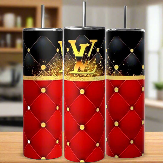 LV Red Designer 20oz Tumbler