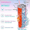 The Kreative Kreationz Hairstylist 20oz Tumblers showcase a colorful infographic with ice and a pink drink, featuring waterproof double-wall vacuum insulation, stainless 18/8 steel, dishwasher safety, hot/cold retention, a spill-proof lid, reusable straw opening, and easy grip.