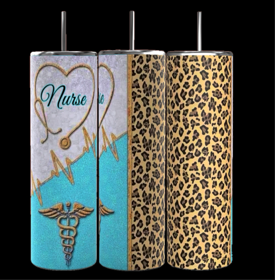 Nurse Leopard Print 20oz Skinny Tumbler