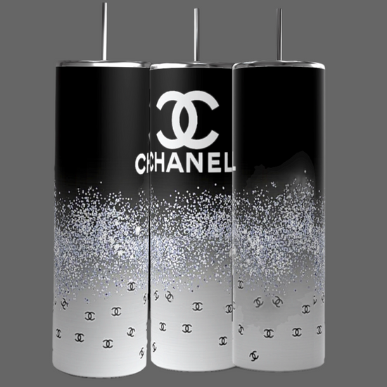 Three insulated, handmade Kreative Kreationz Michael Kors Design Inspired White and Brown 20oz Tumblers each boast a 20 oz capacity and an abstract design. Each tumbler features a white background with light gray 