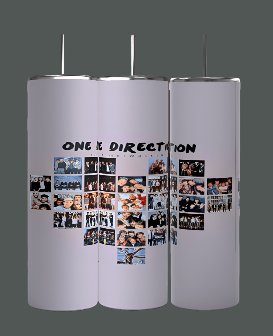 One Direction Heart Collage 20oz Stainless Steel Tumbler