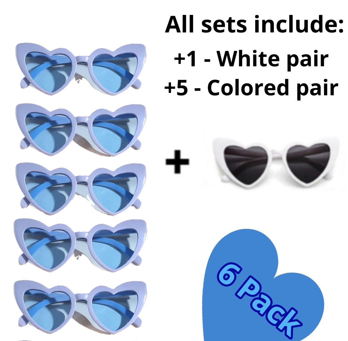 6-Pack Heart Sunglasses