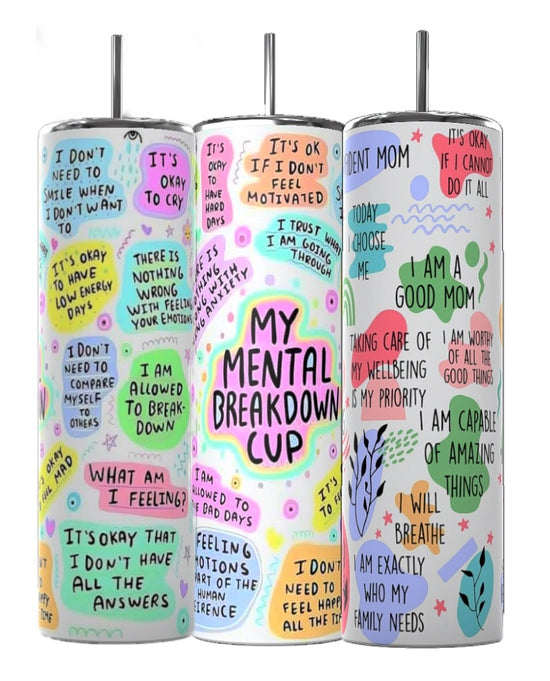 Mental Health Affirmations 20oz Skinny Tumbler