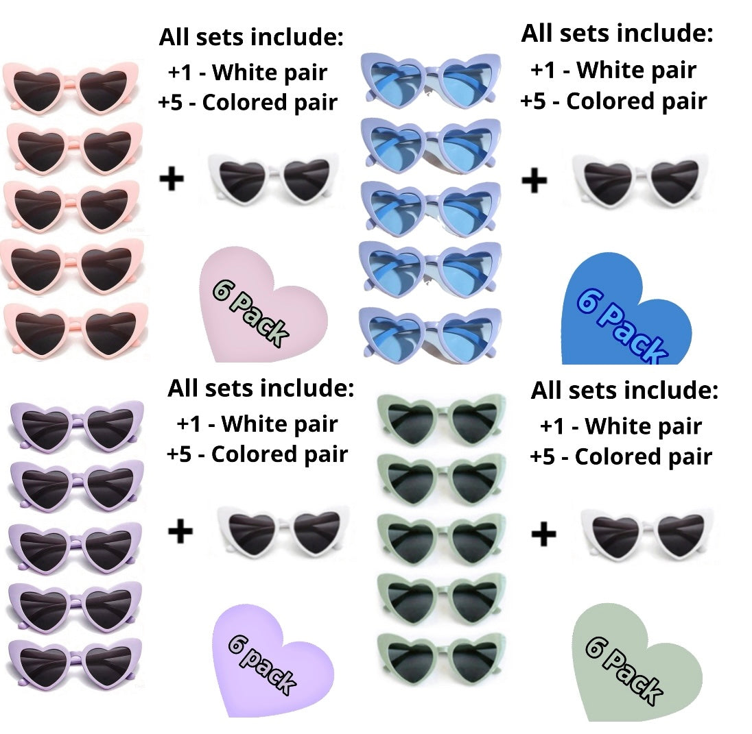 6-Pack Heart Sunglasses