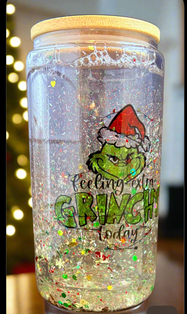 Feeling Extra Grinchy Today - Snowglobe Tumbler-16oz