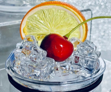 lid topper with fruit and crushed ice