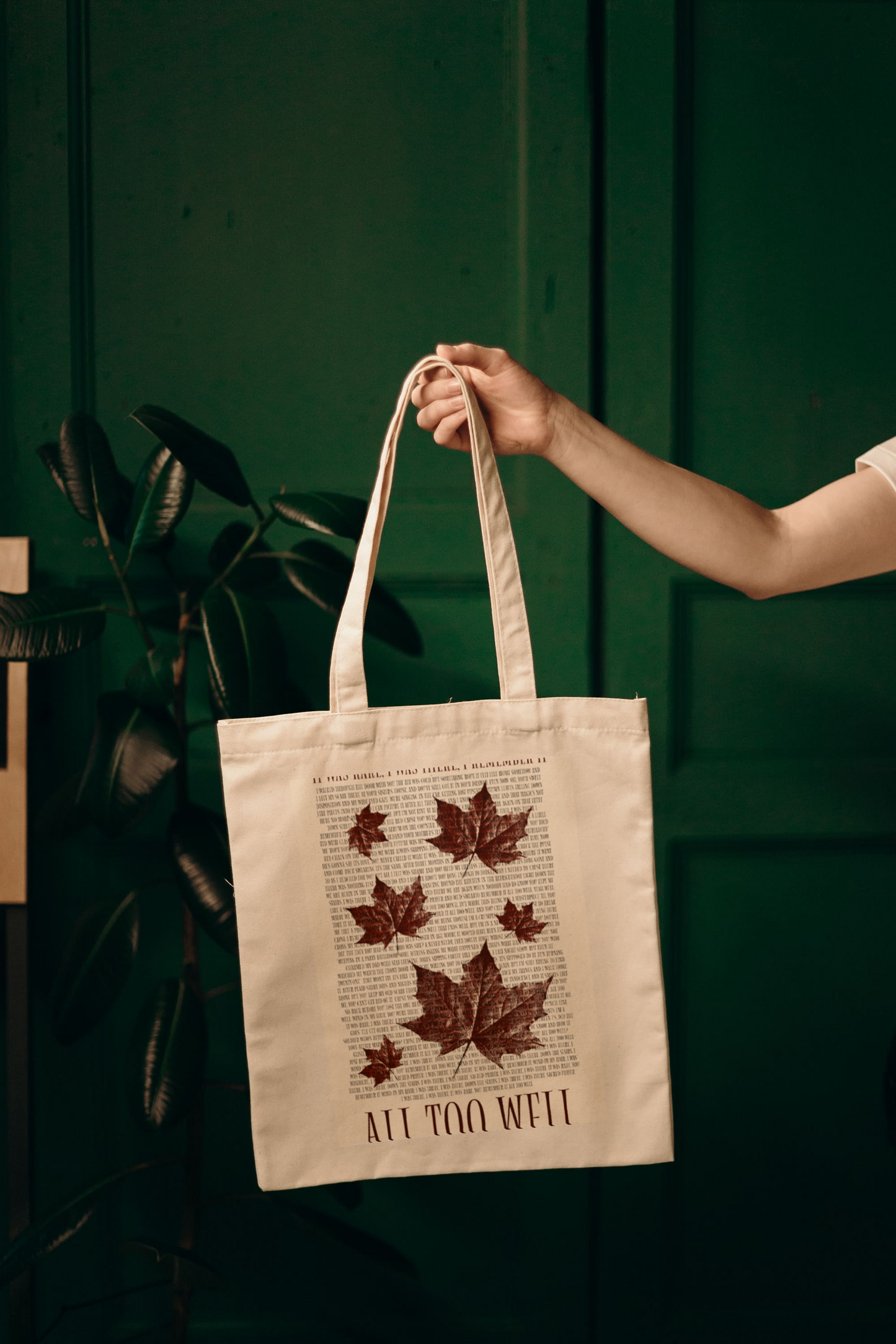 All Too Well Tote Bag with lyrics