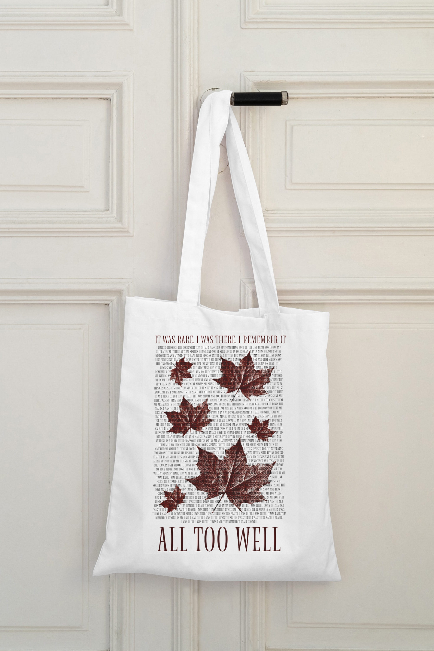 All Too Well Tote Bag with lyrics