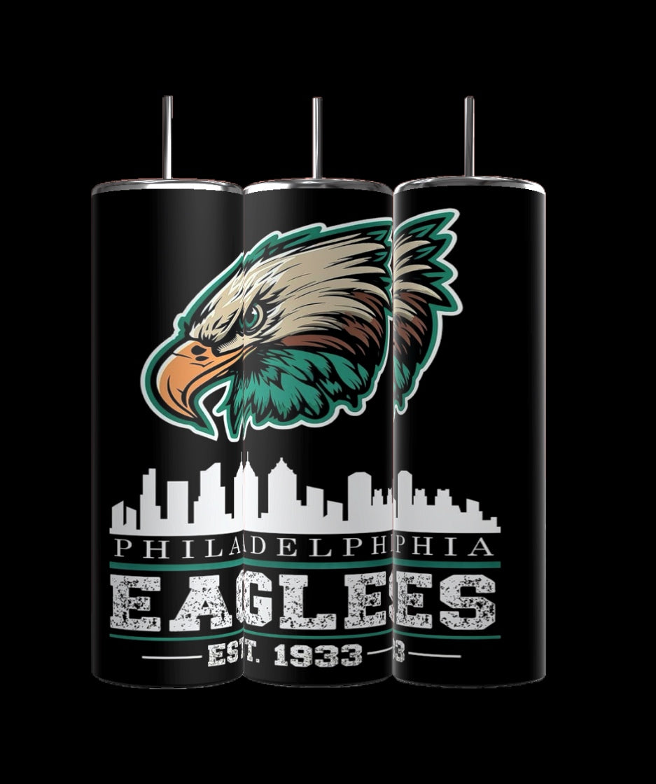 EAGLES - Football- 20oz Skinny Tumbler