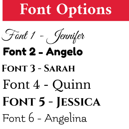 Kreative Kreationz displays a selection of six unique font styles for designing your Custom Wine Koozie. The fonts are labeled as Font 1 - Jennifer, Font 2 - Angelo, Font 3 - Sarah, Font 4 - Quinn, Font 5 - Jessica, and Font 6 - Angelina.