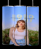 A set of three Kreative Kreationz 1989 20oz Tumblers showcases a vibrant design featuring a person in a grassy field under a clear blue sky, each labeled 