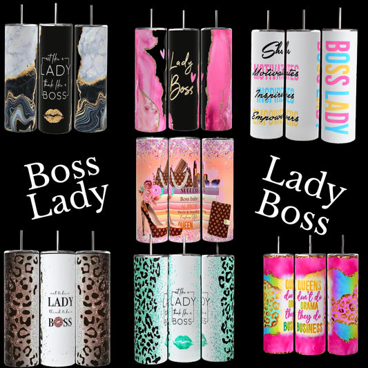 Explore Kreative Kreationz's vibrant 20 oz Boss Lady tumblers designed with "Boss Lady" and "Lady Boss" themes. Enjoy unique styles featuring animal prints, abstract art, and motivational quotes. Each durable tumbler is perfect for making a bold statement with vibrant colors.