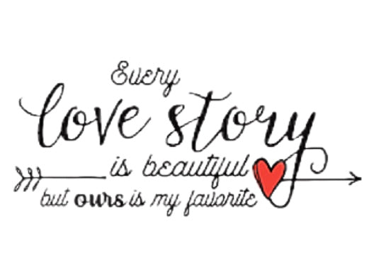 The Personalized Couples Ceramic Mug by Kreative Kreationz features a handwritten quote with decorative elements: "Every love story is beautiful, but ours is my favorite," highlighted by a red heart and arrow. Crafted from premium materials, it offers customization for a unique touch.