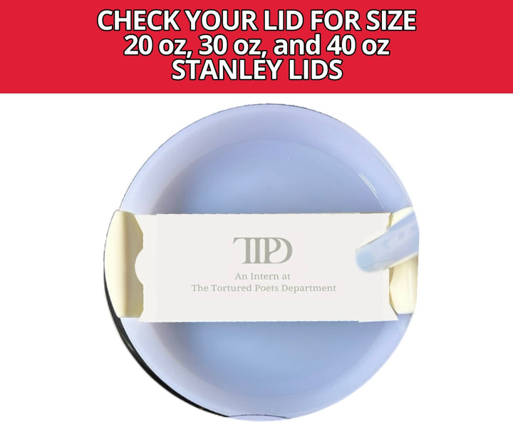 A circular blue ashtray holds an open white matchbox that reads "The Tortured Poets Department Intern" by Kreative Kreationz. The Stanley Plate/Topper matchbox, known for its durability and safeness, is placed across the ashtray with the matchsticks visible on the sides.