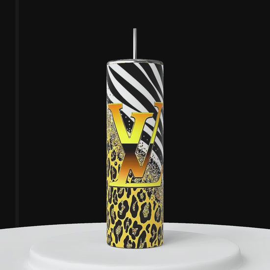 LV Yellow Cheetah Striped 20oz Stainless Steel Tumbler