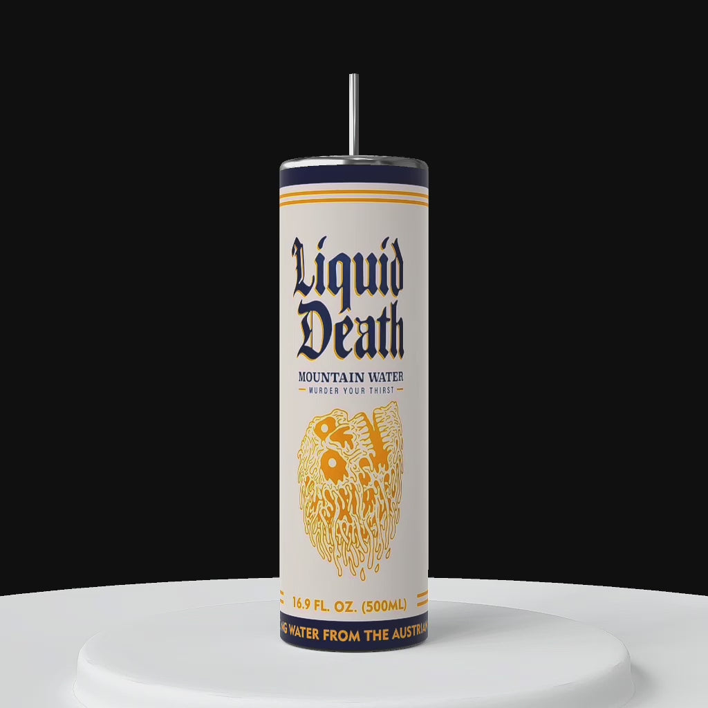 20oz liquid death designed wrapped, seamless tumbler 