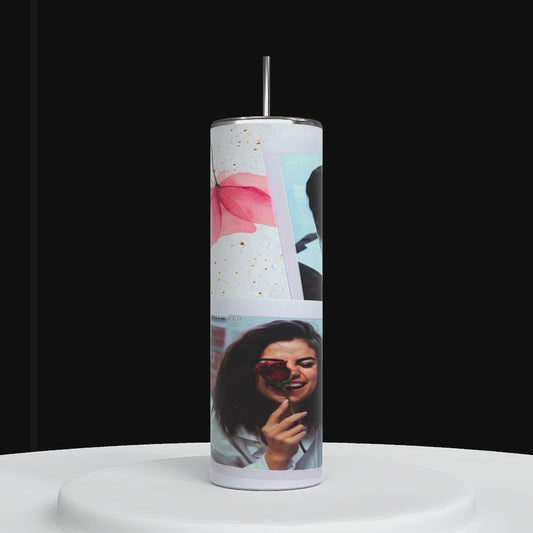 Vaso de acero inoxidable de 20 oz con collage de coral de Selena Gomez